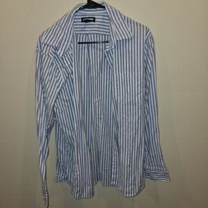 Lands End Mens Striped Dress Shirt